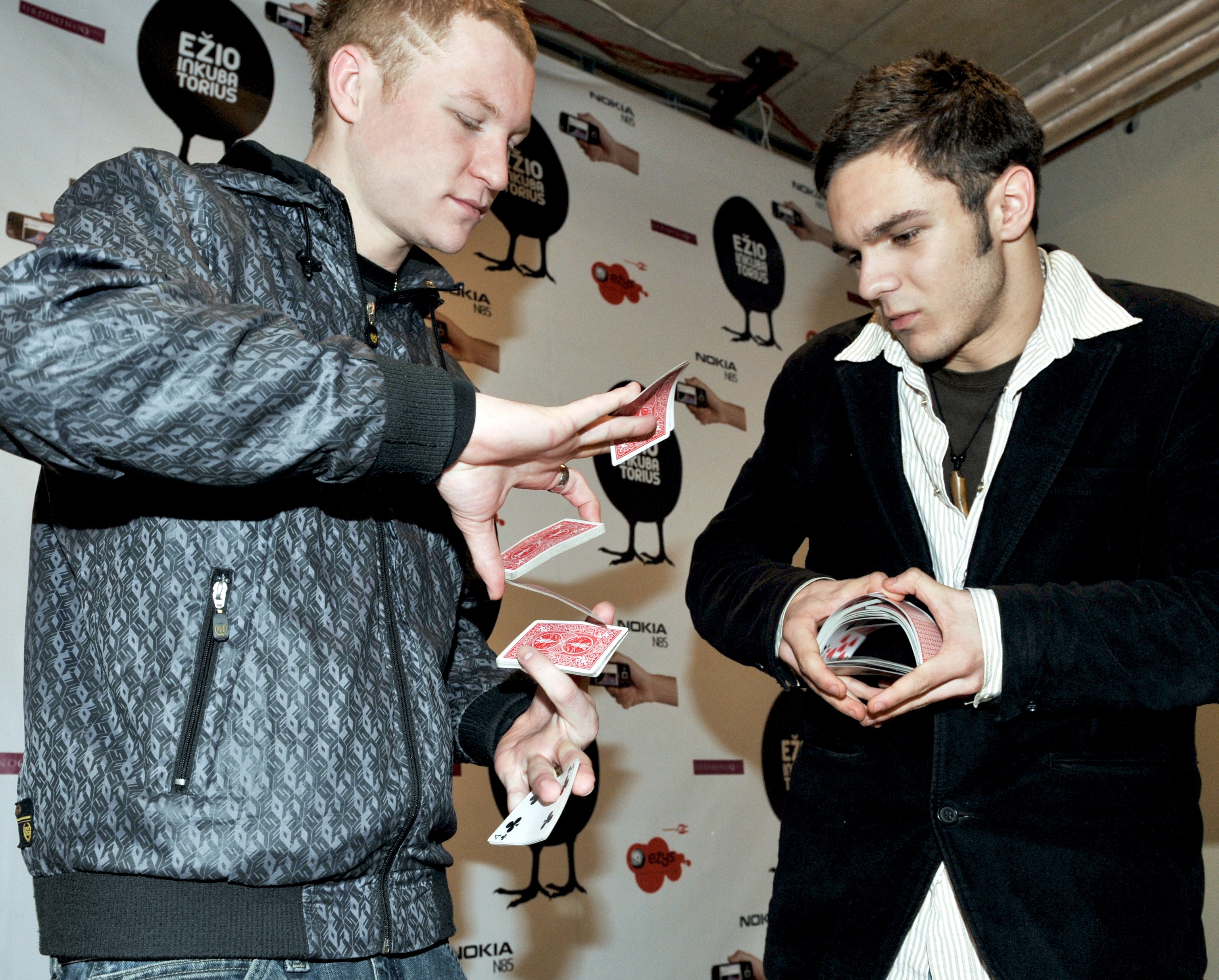 Street Magician Liam Walsh teaching close up magic for MTV and Ezio Inkubatorious in Lithuania
